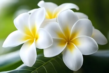 Obraz premium Stunning Closeup of Two White Plumeria Flowers