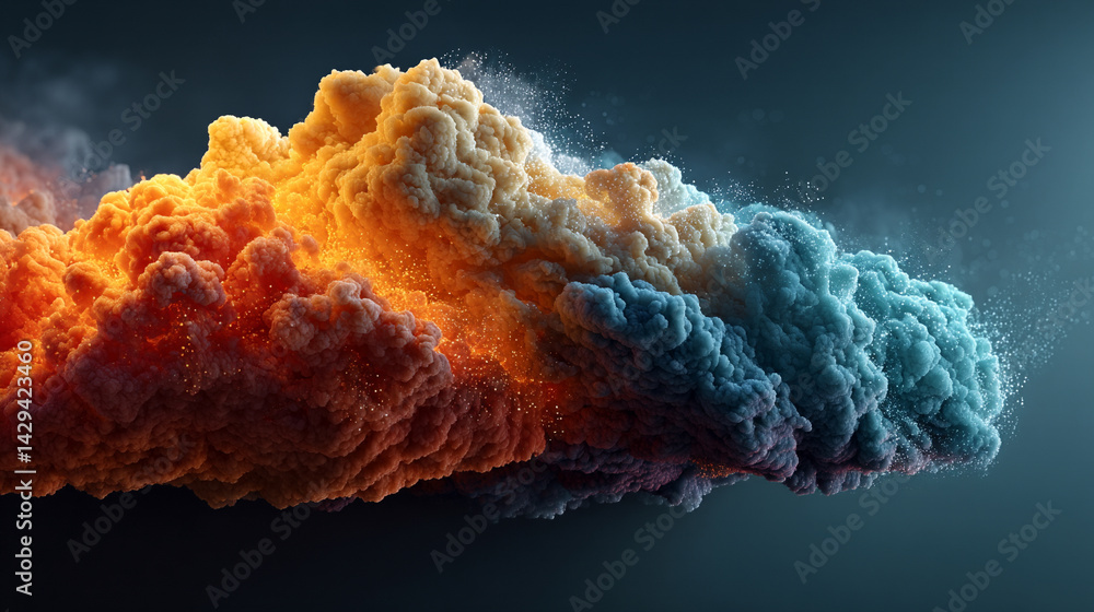 Poster a glowing digital cloud releases streams of data like futuristic rain symbolizing the seamless flow 
