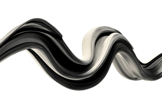 Abstrakter schwarzer Pinselstrich Schwungform PNG mit transparentem Hintergrund

