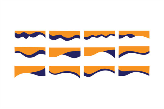 Collection of dividers shape templates. Modern separator header for website and app. Curve lines, wave collection of abstract design element for top and bottom page web site.