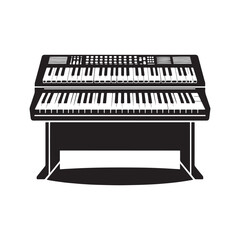 Fototapeta premium Digital Harmony: A Sleek Collection of Keyboard Vector Silhouettes Capturing the Modern Design, Versatility, and Musical Energy of This Iconic Electronic Instrument in Motion.