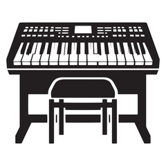 Fototapeta premium Digital Harmony: A Sleek Collection of Keyboard Vector Silhouettes Capturing the Modern Design, Versatility, and Musical Energy of This Iconic Electronic Instrument in Motion.