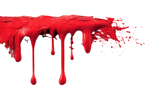 Roter Farbspritzer mit Tropfen und Sprühverlauf PNG mit transparentem Hintergrund

