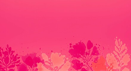 Vibrant Pink Floral Watercolor Background Design Abstract Art Pink and Coral Flower Splashes