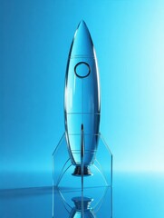 Fototapeta premium Glass Rocket Stands on Reflective Surface 