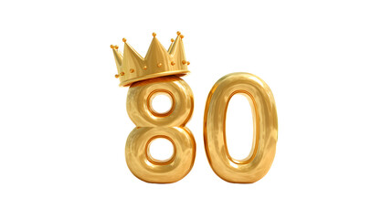 Golden 80 with a crown, symbolizing a royal birthday celebration.