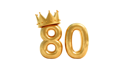 Golden 80 with a crown, symbolizing a royal birthday celebration.
