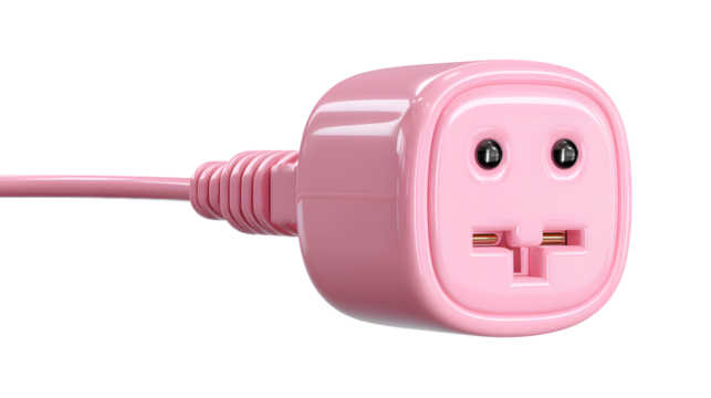 A close-up of a pink electrical outlet, featuring a playful and modern design, perfect for stylish interiors.