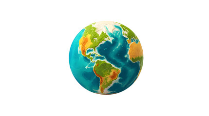 Naklejka premium A vibrant, artistic representation of Earth showcasing landforms and bodies of water.