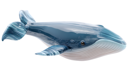 A beautifully crafted blue whale sculpture, showcasing intricate detailing and serene colors.