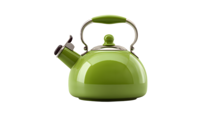 Vibrant green kettle with a polished finish, perfect for boiling water in style.