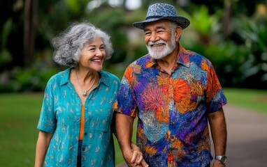 Senior Couple Enjoying a Stroll in the Park