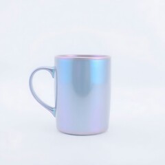 Obraz premium Modern coffee mug with a clean white body and bold black handle, sitting on a seamless white backdrop