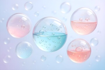 Cosmetic oil or Cosmetic Essence, Liquid Oil bubble background, 3d rendering
