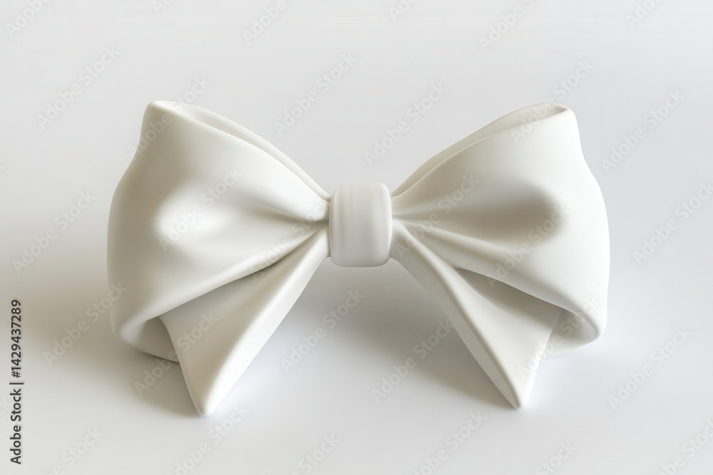 Poster elegant sculpture of a tied bow, smooth and minimalist, bathed in soft light, showcasing a modern an