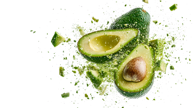 A close up of an avocado with a green