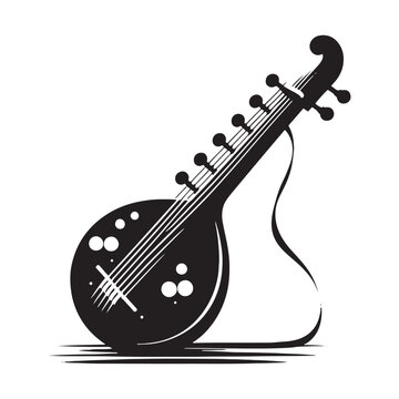 Echoes of Tradition: A Captivating Collection of Sarod Vector Silhouettes Showcasing the Distinctive Shape, Deep Resonance, and Cultural Richness of This Iconic Indian String Instrument.