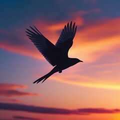 Fototapeta premium silhouette of a bird flying