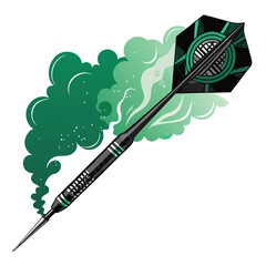 Design a striking icon a poison dart frog releasing a dark green, swirling mist trail.  Emphasize toxicity and danger.