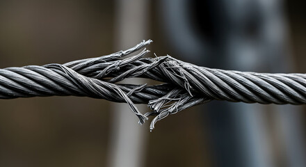 Worn Wire Rope Represents Challenges Strength and Resilience Concept