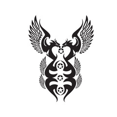Fototapeta premium Phoenix silhouette png style vector tattoos , Majestic Bull Silhouette in Black and White Art Design 
