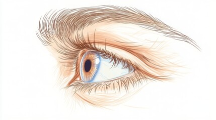 Fototapeta premium Human eye side profile--outlined vector, isolated. 