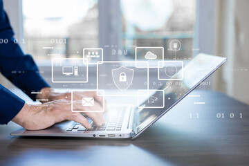 Cyber security and Security password login online concept  Hands typing and entering username and...