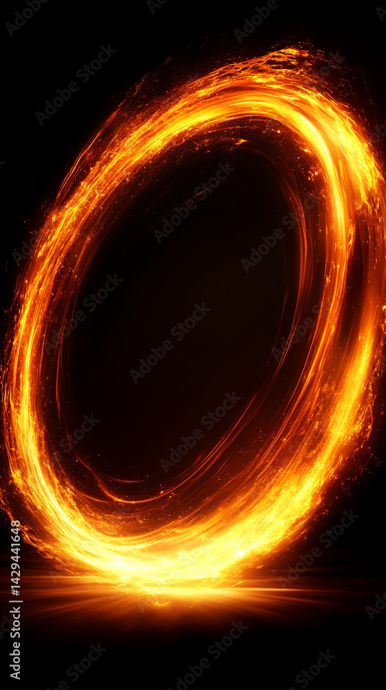 Poster glowing round illuminated lines with motion blur represent futuristic speed connectivity and infinit