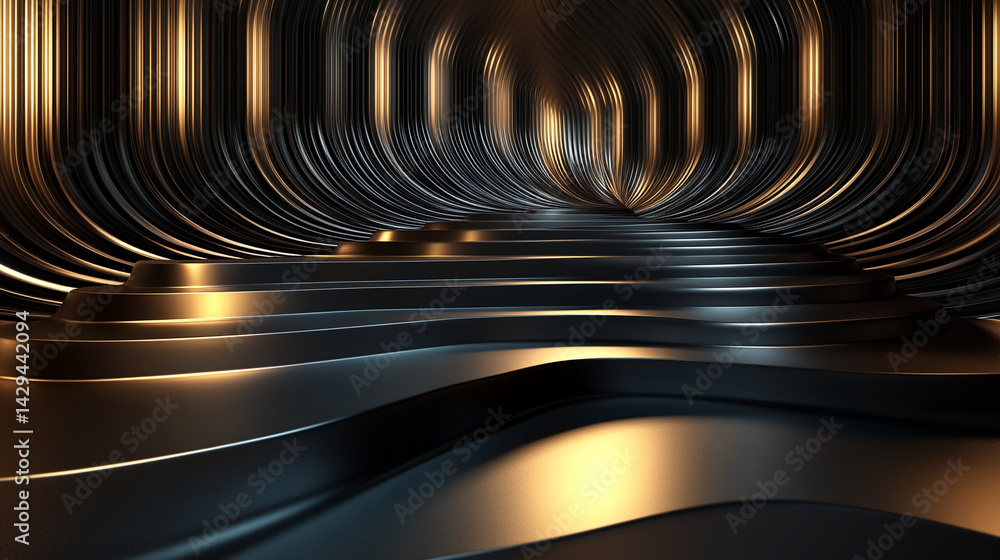 Poster glowing round illuminated lines with motion blur represent futuristic speed connectivity and infinit