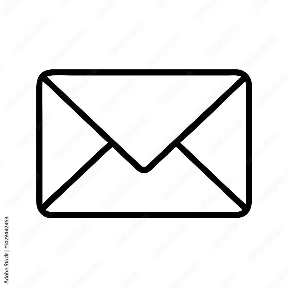 Poster simple black outline email icon vector illustration for web design and mobile apps usage