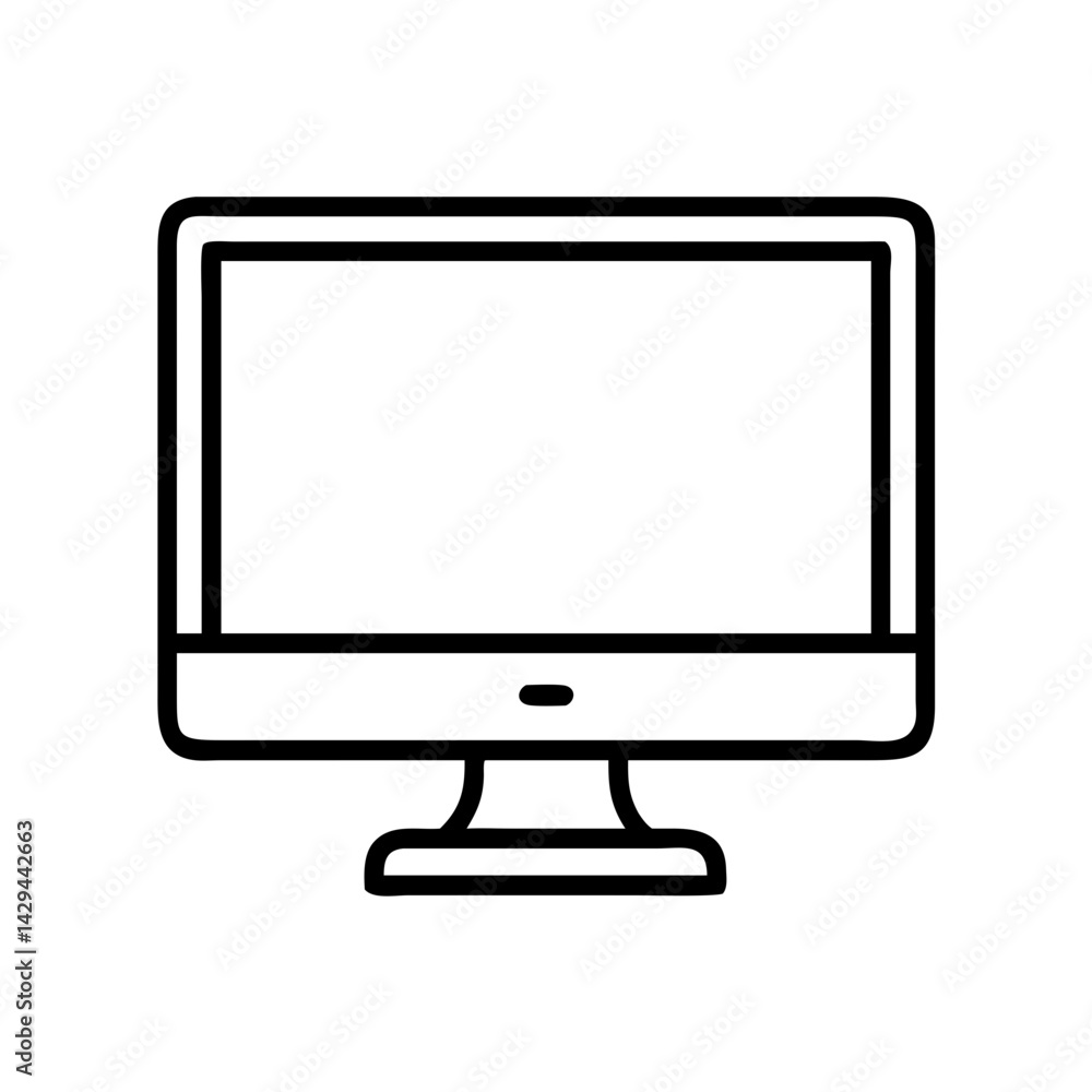 Aufkleber computer monitor display screen vector icon for desktop pc and workstation thin line illustration