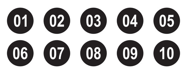 Numbers set 1 to 10 vector icon set illustration on white background.