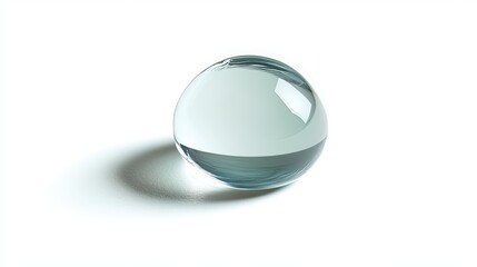 Single water droplet resting on a white background. 