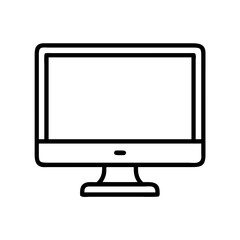 Computer monitor display screen vector icon for desktop pc and workstation thin line illustration