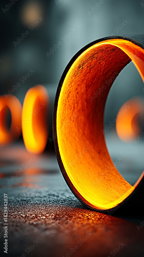 Poster glowing round illuminated lines with motion blur represent futuristic speed connectivity and infinit