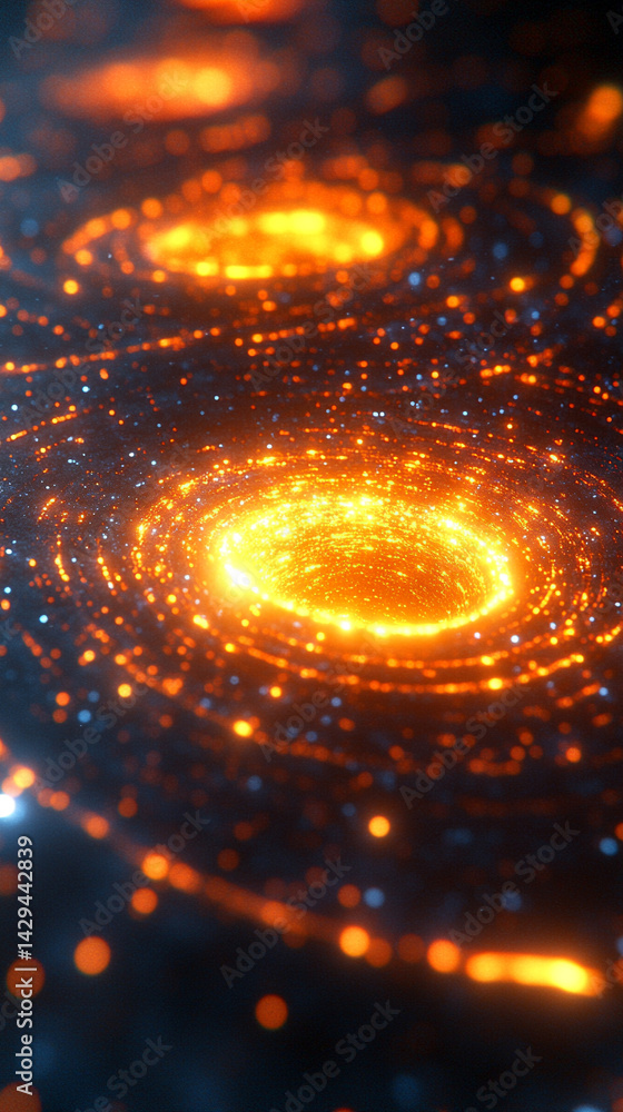 Poster glowing round illuminated lines with motion blur represent futuristic speed connectivity and infinit