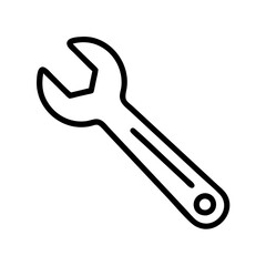 Isolated outline wrench vector illustration for repair maintenance and construction work tool