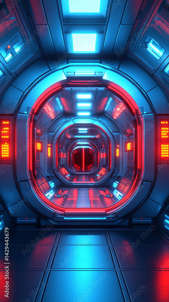 Poster glowing round illuminated lines with motion blur represent futuristic speed connectivity and infinit