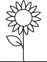 Sunflower icon line drawing on white background