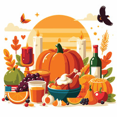 holiday, autumn, thanksgiving, fall, harvest, background, season, celebration, pumpkin, day, seasonal, november, design, leaves, orange, nature, leaf, turkey, concept, festive, happy, dinner, card, ba