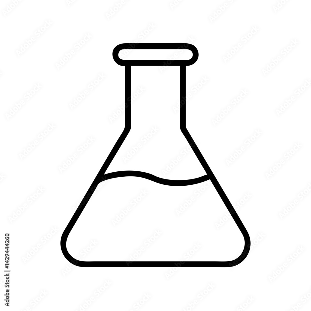 Poster chemical lab flask vector icon for science experiment research test liquid solution beaker