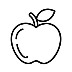 Apple fruit vector outline icon drawing for healthy food nutrition and organic agriculture designs