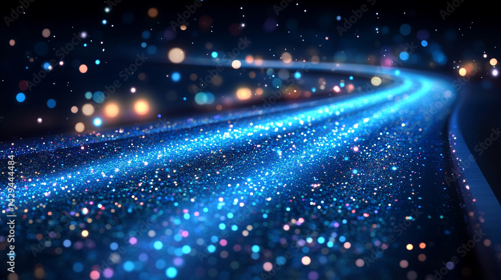 Poster glowing round illuminated lines with motion blur represent futuristic speed connectivity and infinit