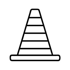 Vector traffic cone icon outline illustration for road safety and construction site warning sign