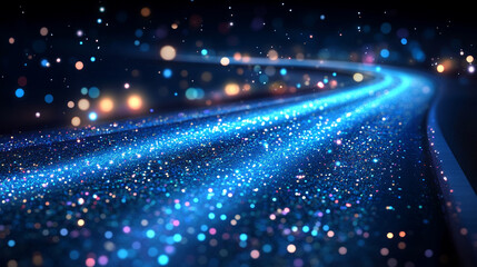 Glowing round illuminated lines with motion blur represent futuristic speed connectivity and infinite energy in a 360-degree panoramic view symbolizing seamless technology and limitless flow

