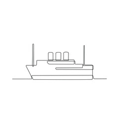 One continuous line drawing of Ship vehicle vector design illustration. Modern and traditional sea vehicle design in simple linear style concept. Ship design for your asset and educational purpose.