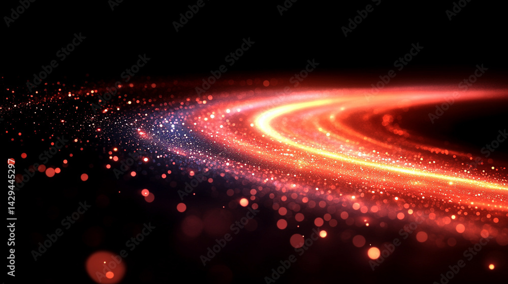 Poster glowing round illuminated lines with motion blur represent futuristic speed connectivity and infinit
