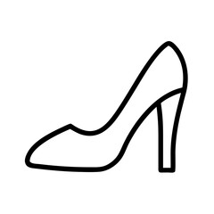 Outline drawing of a high heel shoe for fashion illustration and design projects and templates