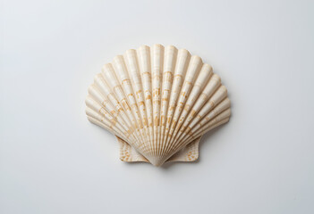 Elegant Scallop Seashell Isolated on White: Detailed Ocean Shell for Beach and Coastal Themes 