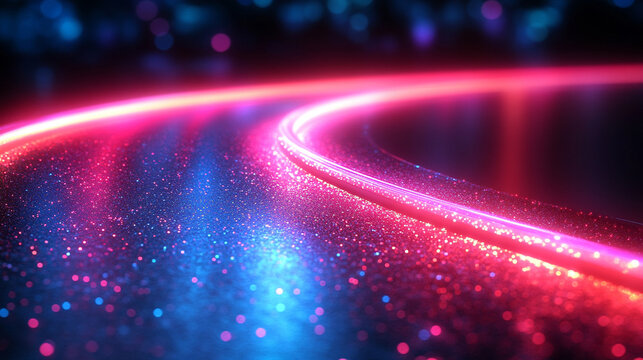 Glowing round illuminated lines with motion blur represent futuristic speed connectivity and infinite energy in a 360-degree panoramic view symbolizing seamless technology and limitless flow

 - Powered by Adobe
